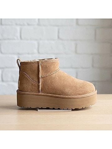 Ugg Kids Classic Ultra Mini Platform Boots 5 Mo in Sand (view 1)