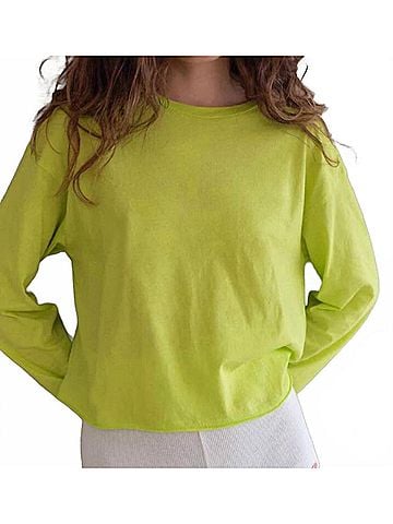 American Vintage Apoly Long Sleeve Tee in Fluorescent Citrus (view 2)
