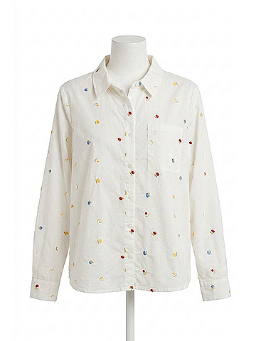 Hem & Thread Flower Show Shirt in White (view 1)