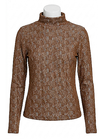 Lyssé Carter Textured Long Sleeve Turtleneck Top in Rob Brown (view 1)