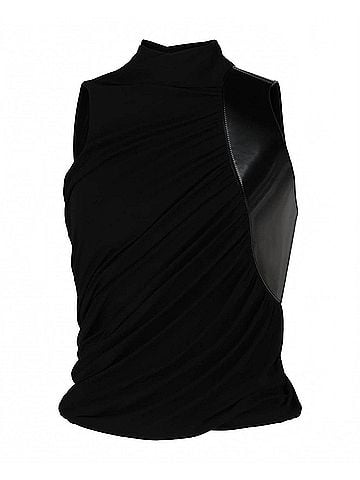 Salvatore Ferragamo Women's Panelled Draped Top in Black (view 2)