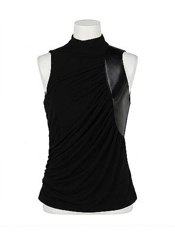 Salvatore Ferragamo Women's Panelled Draped Top in Black (view 1)
