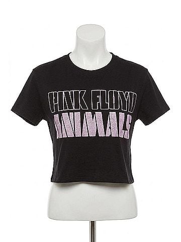 Recycled Karma Pink Floyd Animals Cropped Tee in Black (view 1)