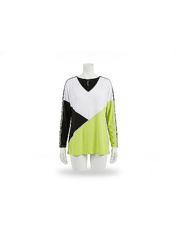 Berek Women's Three Color Fun Tunic in Black White Lime (view 1)