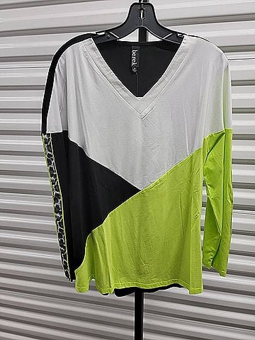 Berek Women's Three Color Fun Tunic in Black White Lime (view 2)