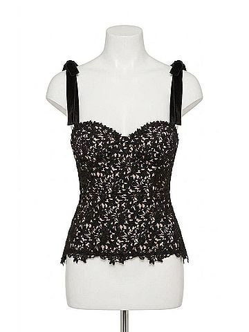 Astr Donne Floral Lace Bustier Top in Black Nude (view 1)