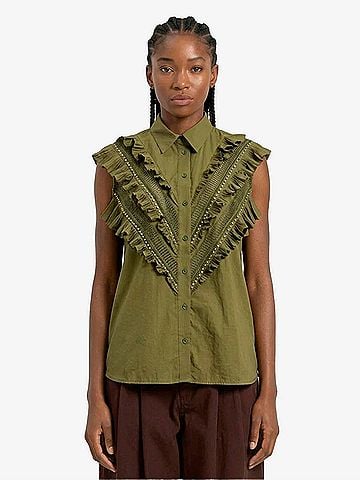 Essentiel Antwerp Jeandarlene Sleeveless Top in Olive Martini (view 2)