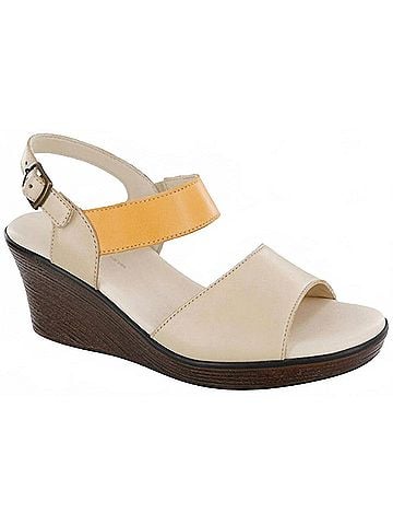 SAS Women's Heather Quarter Strap Wedge Sandal in Cappuccino/Orange (view 2)