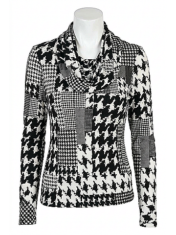 Frank Lyman Design Knit Cowl Neck Long Sleeve Top in Black And White (view 1)