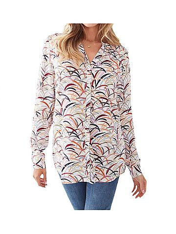 FDJ Colorful Grasses Roll-Up Sleeves Top in Multi (view 2)