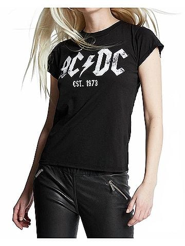 Recycled Karma Ac/Dc 1973 Baby Top in Black (view 2)