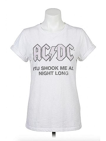 Recycled Karma Ac/Dc Shook Me All Night Long Top in White (view 1)