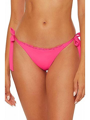 Becca Frills Tie Side Pant Bikini Bottom in Punch (view 2)