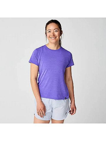 Brooks Luxe Short Sleeve Shirt in Heather Violet (view 2)
