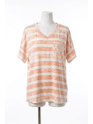 Cotton Bleu Striped Pocket Top - Plus in Ivory/Rose (view 1)