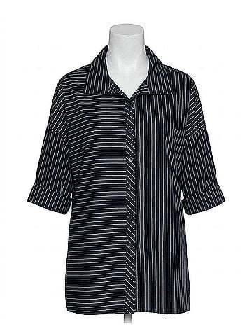 Stella Carakasi Attitude Shirt in Black Yarn Dye Stripe (view 1)