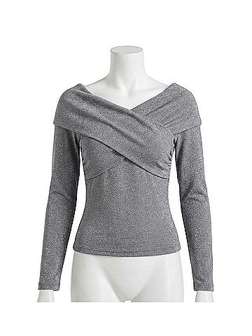 Fifteen Twenty Lana Crossover Drape Top in Silver (view 1)
