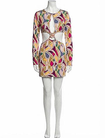 For Love & Lemons Thora Long Sleeve Mini Dress in Green (view 1)