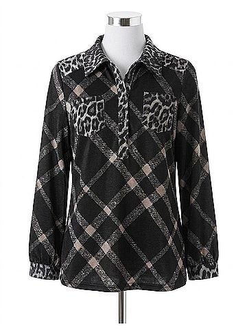 Adore Animal Print Blouse in Black (view 1)