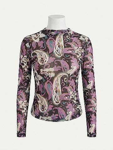 Fifteen Twenty Khami Shirred Long Sleeve Top in Paisley (view 1)