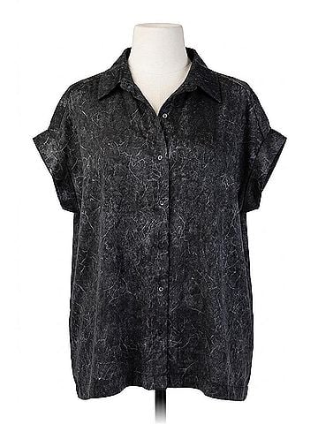 Glam Oversized Button Down Blouse in Grey (view 1)
