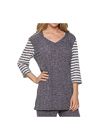 Felina Summer Vacation Tunic With Hoodie &amp; Open Back in Black (view 2)