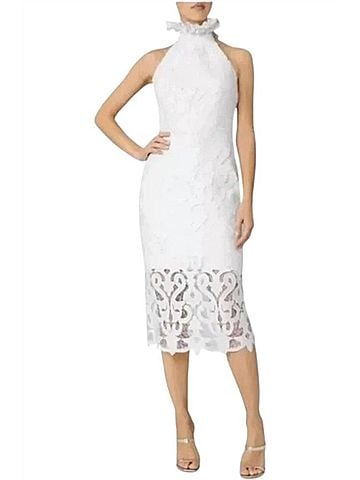 Milly Bridget Guipure Lace Midi Dress in White (view 2)