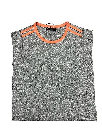 Chaser Women's Flora Cropped Cap Sleeve Crewneck Tee in Grey (view 1)