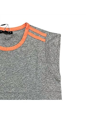 Chaser Women's Flora Cropped Cap Sleeve Crewneck Tee in Grey (view 2)