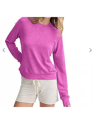Monrow Supersoft Crew Neck Sweatshirt in Pink (view 2)