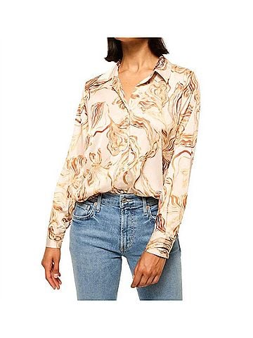 MISA Los Angeles Celine Top in Golden Straw Satin (view 2)