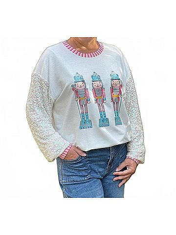 Southern Grace Holiday Sweatshirts in Glitter Nutcrackers (view 2)