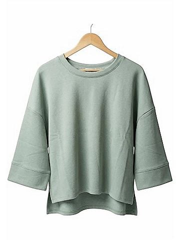 Yelete Women's So Relaxed Ultra Comfy Top in Dried Sage (view 2)