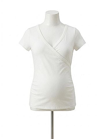 Hatch Softest Rib Nursing Tee- Maternity in White (view 1)
