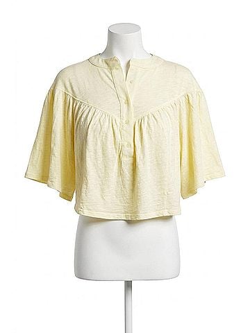 Bobi V Yoke Henley Blouse in Pollen (view 1)