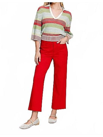 A.P.N.Y. Ribbed Stripe Polo Top in Olive Multi (view 2)