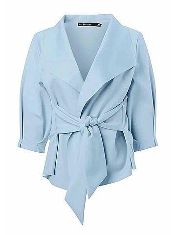 Iris Setlakwe Women's Raw Edge Belted Jacket in Sky Blue (view 1)