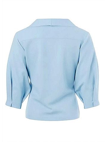 Iris Setlakwe Women's Raw Edge Belted Jacket in Sky Blue (view 2)