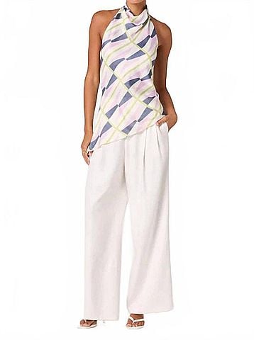 Astr Bristol Draped Halter Top in Blue Lilac Multi (view 2)