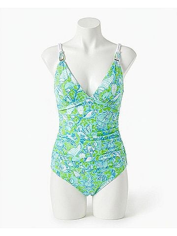 Lilly Pulitzer Amarika Tankini Top in Day Dream Blue Throw Me A Line (view 1)