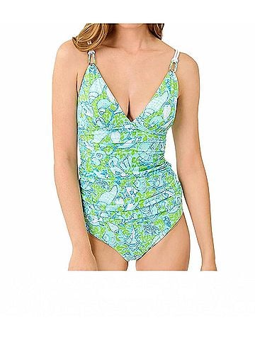 Lilly Pulitzer Amarika Tankini Top in Day Dream Blue Throw Me A Line (view 2)