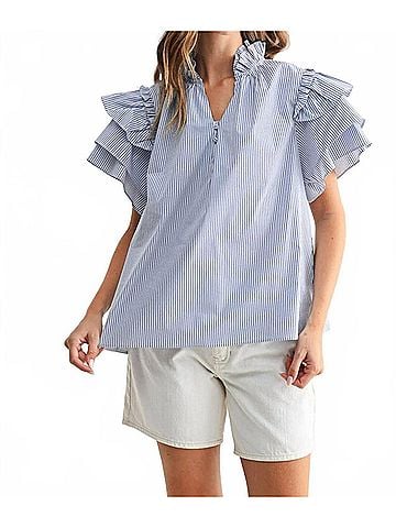 Joh Jessy Top in Navy White Stripe (view 2)