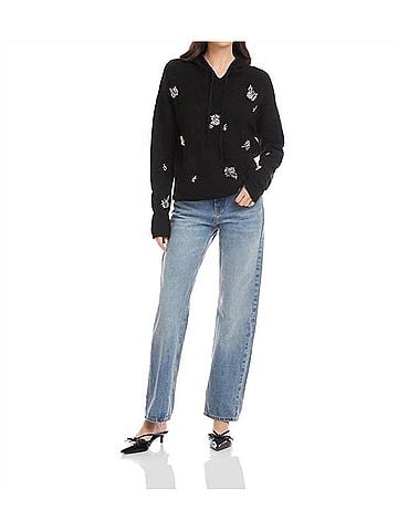 Fifteen Twenty Krystal Embellished Hoodie in Black (view 2)