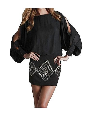 Hale Bob Silk Georgette Dress in Black (view 2)