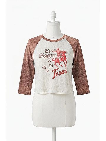 Day Dreamer Its Bigger In Texas Burnout Raglan Tee in Vintage White / Nutmeg (view 1)