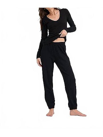 LA Made Esya V-Neck Long Sleeve Top in Black (view 2)
