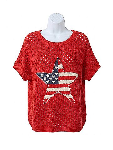 Mittoshop Women's Crochet Top in Red (view 1)