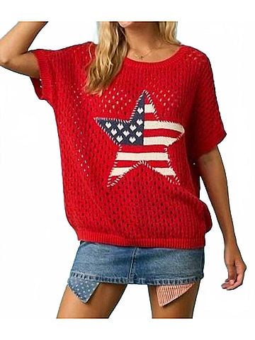 Mittoshop Women's Crochet Top in Red (view 2)