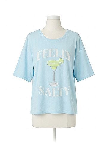 P.J. Salvage Playful Print Feelin Salty Short Sleeve Tee in Light Blue (view 1)