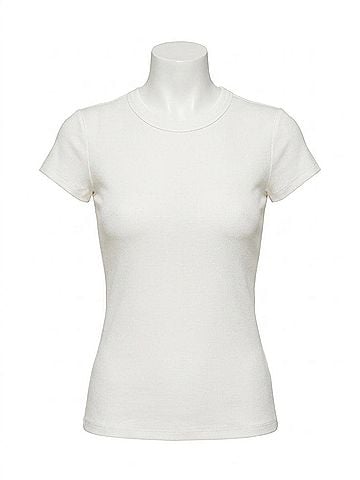 Charlie B Tencel Ribbed Crew Neck T-Shirt in White (view 1)